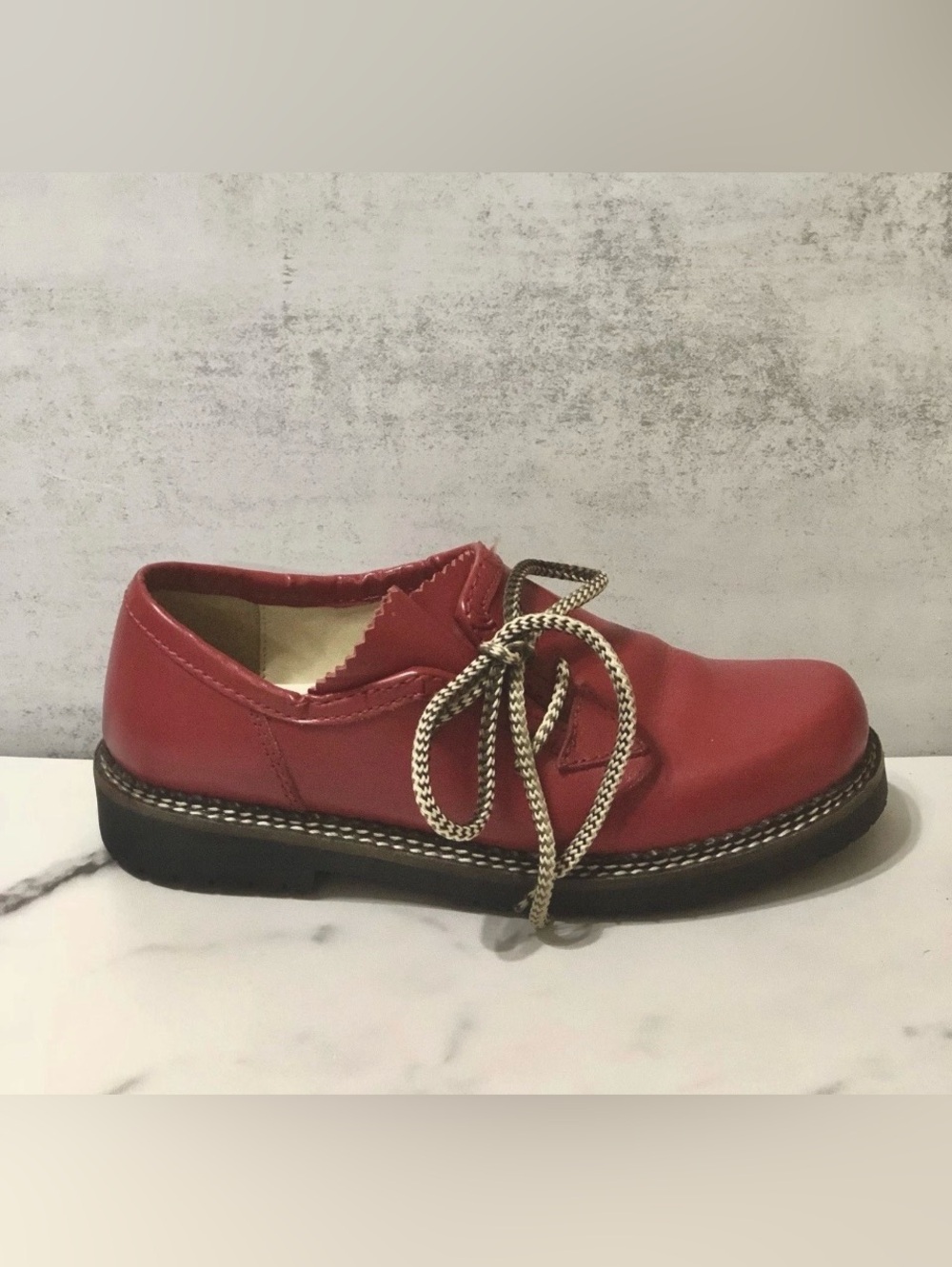 Spieth & Wensky Haferl Red Leather Loafer Rubber Sole Shoes German Sz 36 EU 6 US - Picture 3 of 9